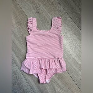 Nutmeg Pink Striped Kids Swimsuit 3-4 Years